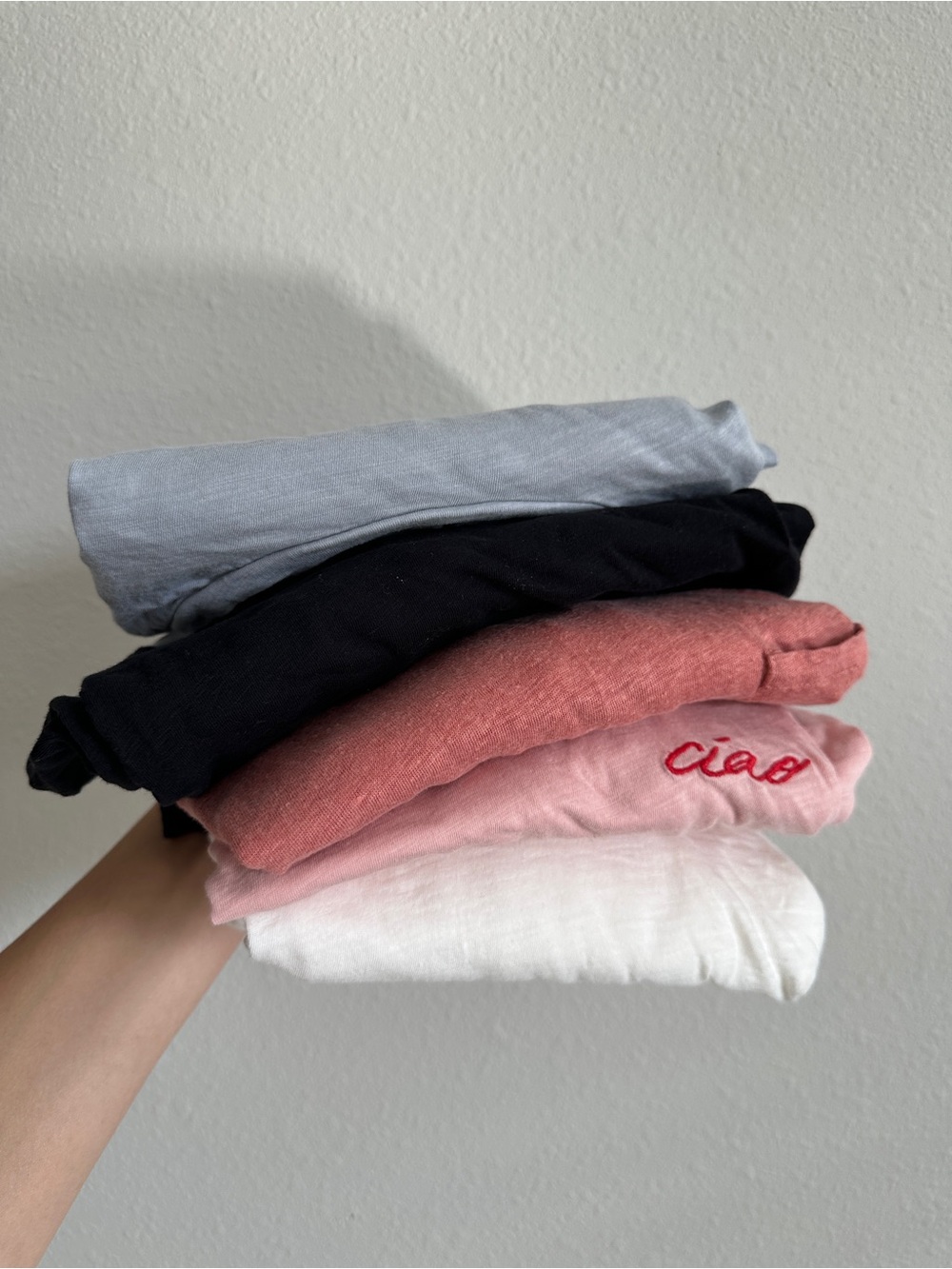 LOFT Short Sleeve Tees in Light Blue, Black, Rust, Pink, White